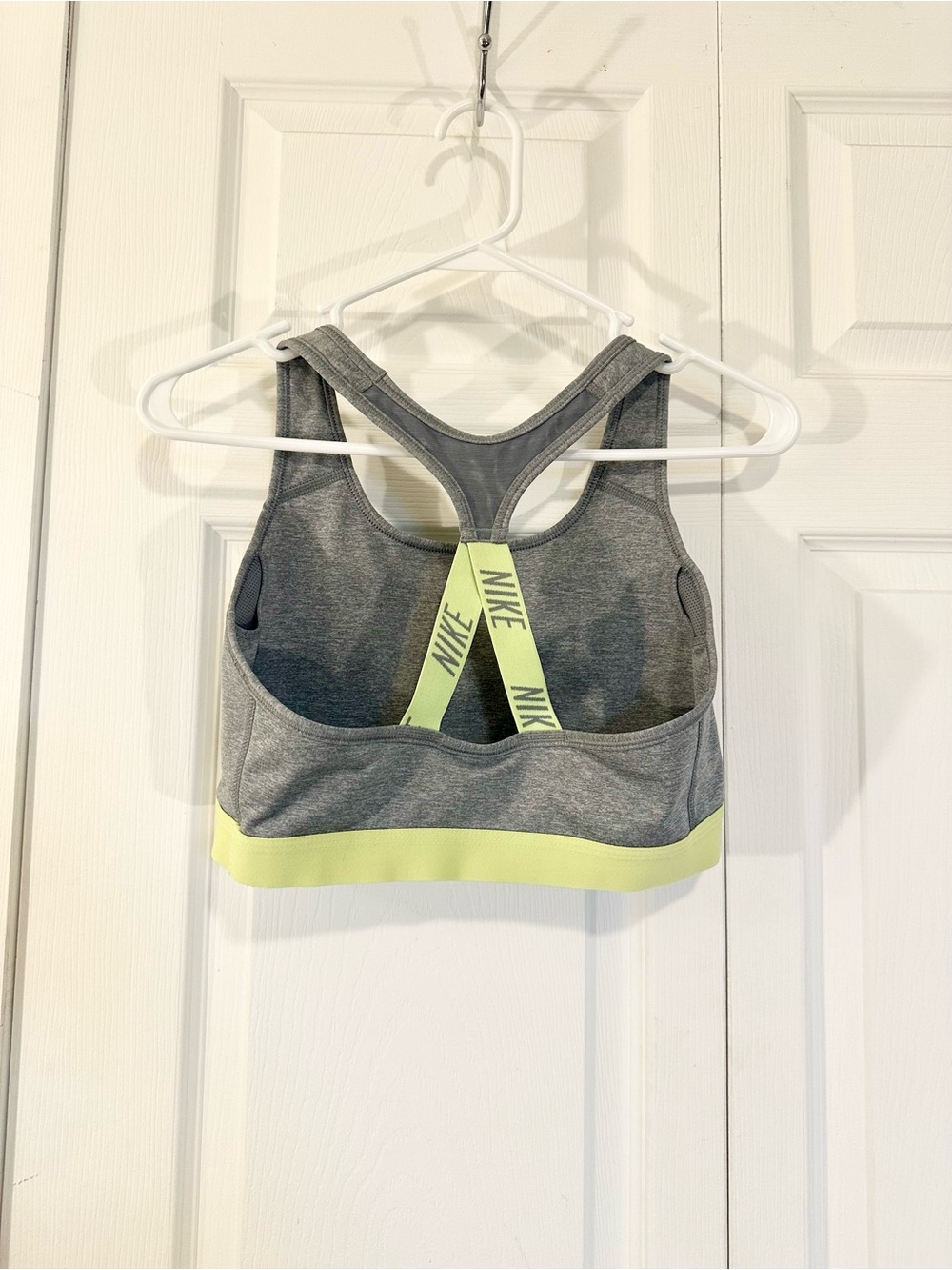 Nike Gray Sports Bra with Neon Yellow Accent - Picture 3 of 4